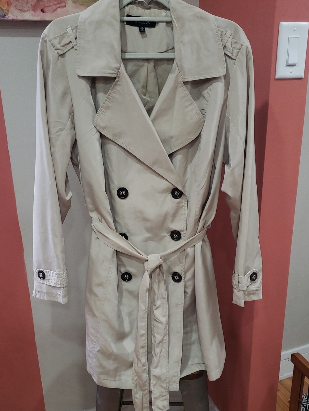 New Look, Classic Women's Double Breasted Belted Trench Coat - Beige 1X